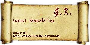 Gansl Koppány névjegykártya